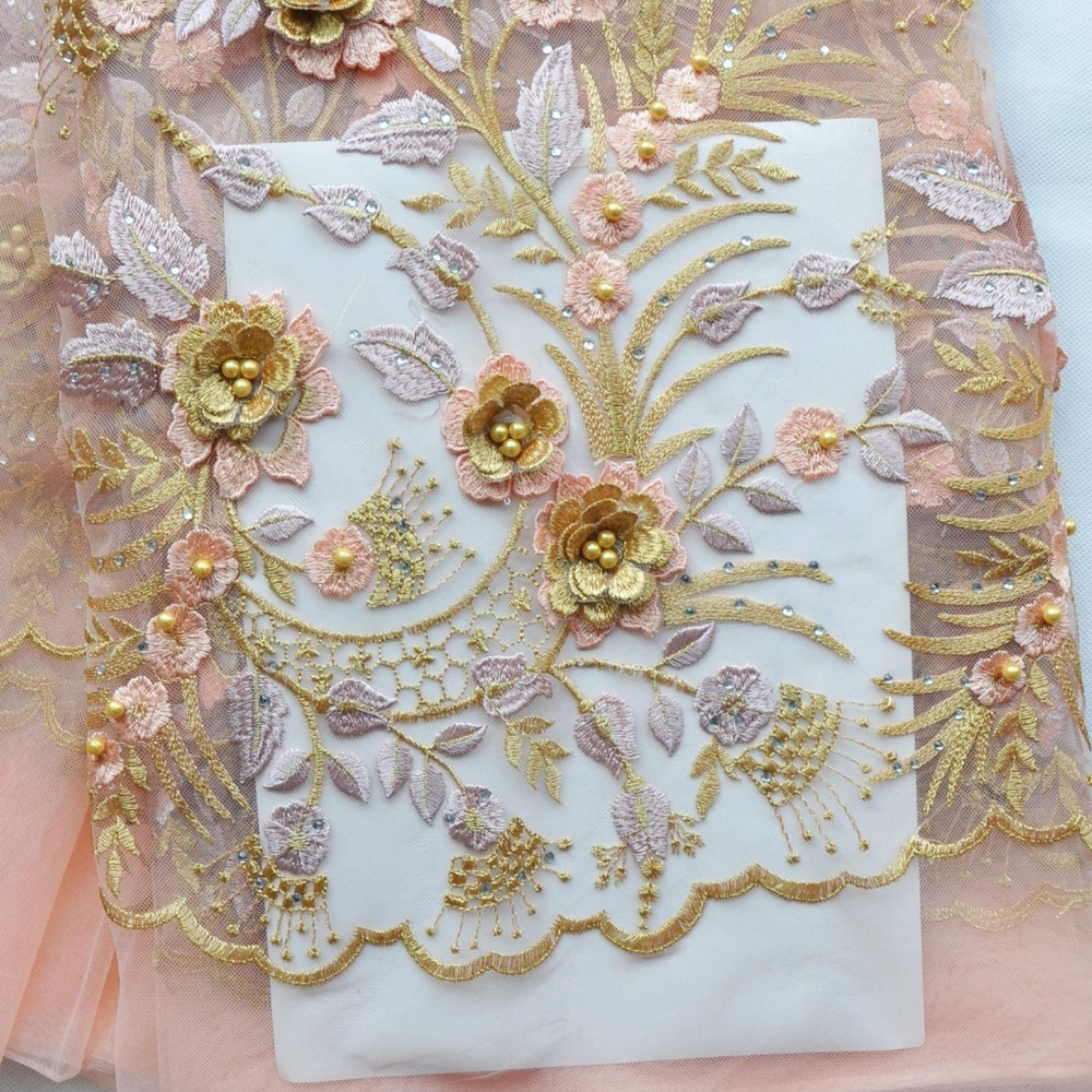 Pink Gold White Lace Lehenga Sari Bridal Ballgown - Picture 9 of 11